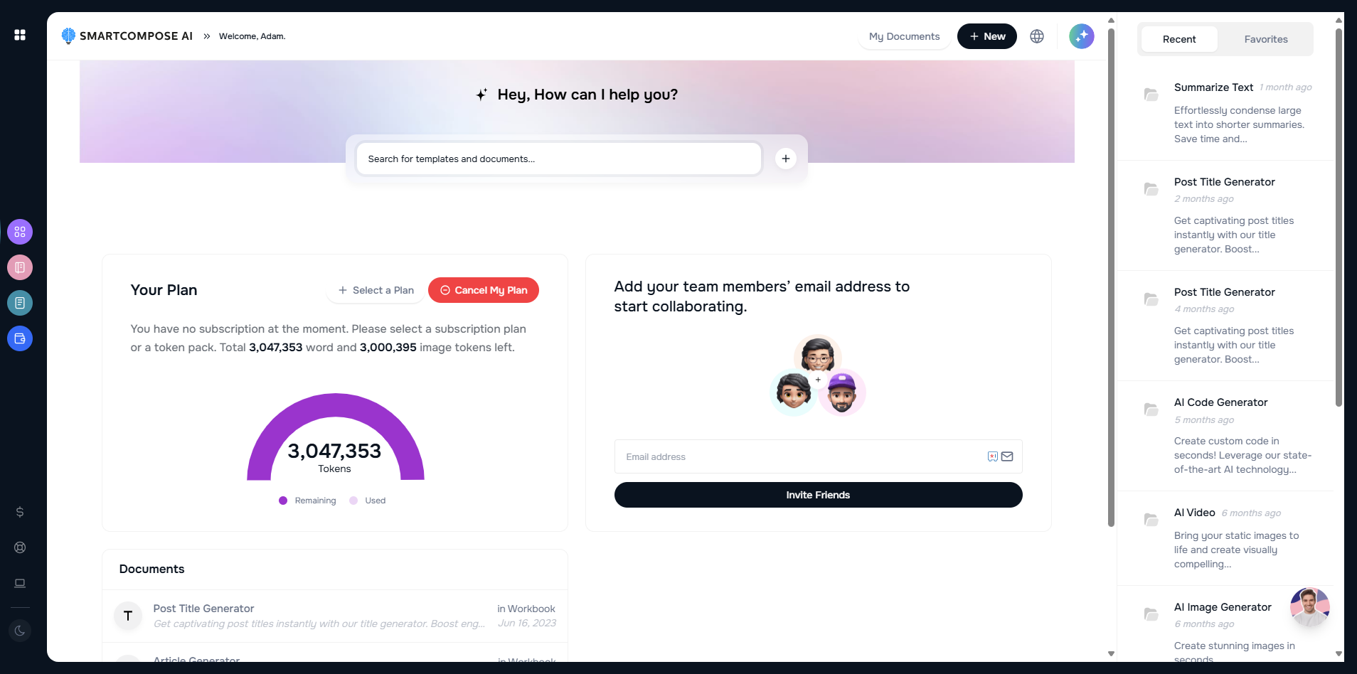 Image of SmartCompose AI dashboard